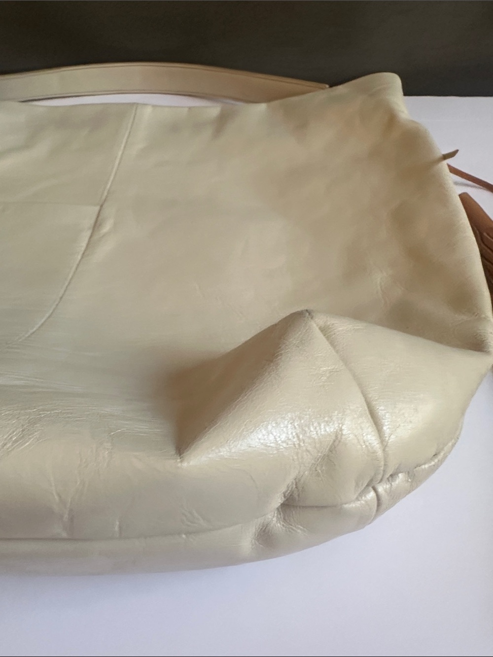 HOBO Cream Leather Hobo with Tassel Accent - Picture 8 of 9